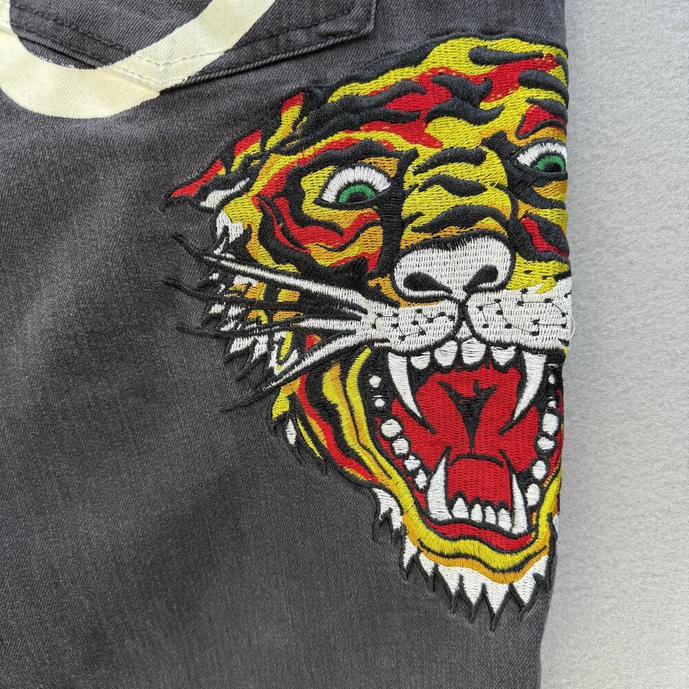 Ed Hardy Jeans Women's 32 (14) Black Embroidered Tiger Slim Flare Y2K Streetwear - Picture 3 of 16